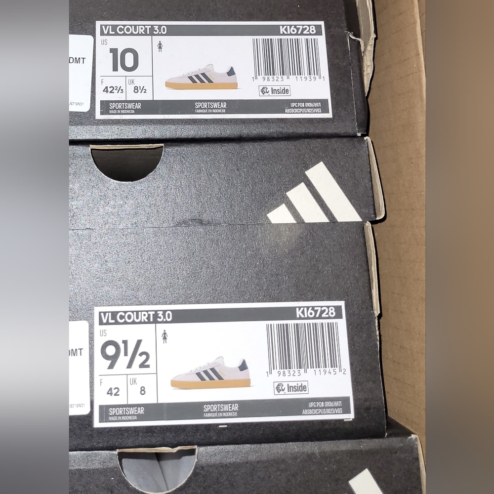 Adidas VL Court 3.0 Womens Shoes Cream White Core Black Gold Metallic NIB Casual - Picture 7 of 13